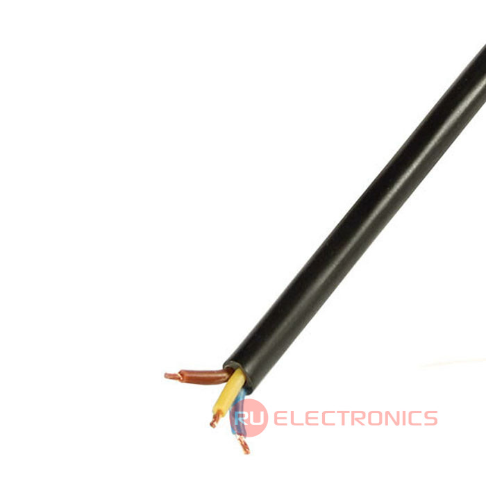 Сетевой шнур ПВС-ВП C13 3х1.0 3м(ч), Электрическая мануфактура, 3 провода, d провода 1   мм, длина 3 м, черный