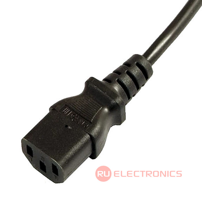 Сетевой шнур ПВС-ВП C13 3х1.0 3м(ч), Электрическая мануфактура, 3 провода, d провода 1   мм, длина 3 м, черный