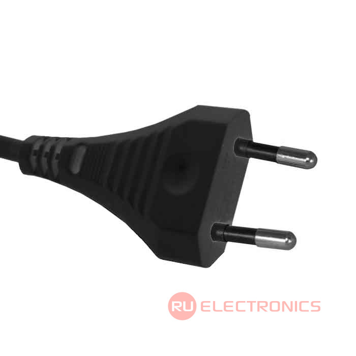 Сетевой шнур ШВВП-ВП S52 2х0.5 1.8м(ч), Электрическая мануфактура, 2 провода, d провода   0.5 мм, длина 1.8 м, черный