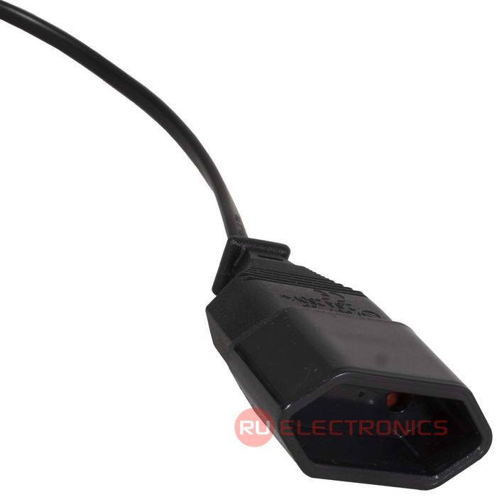 Удлинитель-шнур сетевой RUICHI Y001/ST2, розетка прямая-вилка угловая 90°, 2х0.5 мм2, 5 м,  черный