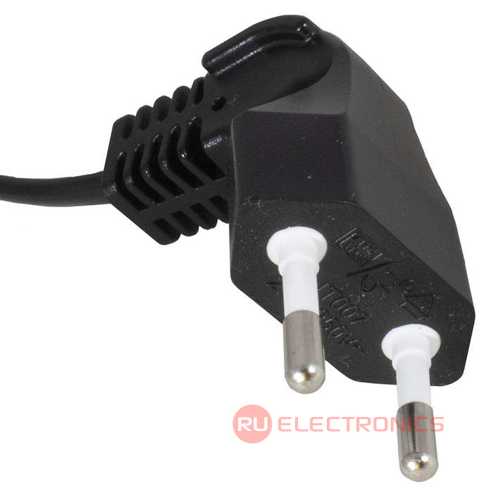 Удлинитель-шнур сетевой RUICHI Y001/ST2, розетка прямая-вилка угловая 90°, 2х0.5 мм2, 5 м,  черный