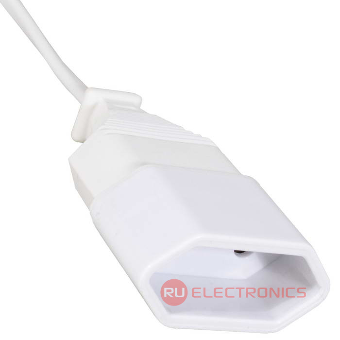 Удлинитель-шнур сетевой RUICHI Y001/ST2, розетка прямая-вилка угловая 90°, 2х0.5 мм2, 5 м,  белый