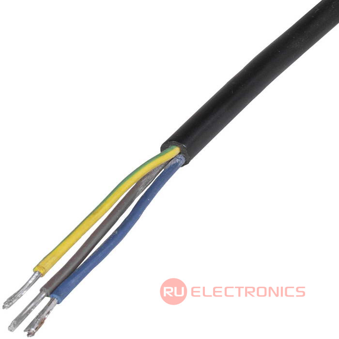 Шнур сетевой для блока питания с вилкой IEC C5 неоконцованный RUICHI SCZ 0.5 м, 3х0.75 мм2