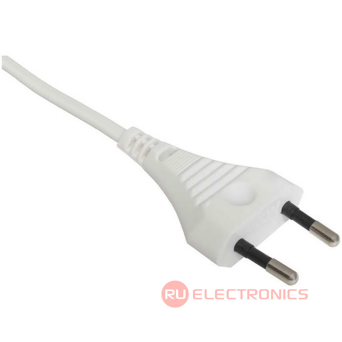 Сетевой шнур ШВВП-ВП S52 2х0.5 1.5м(б), Электрическая мануфактура, 2 провода, d провода   0.5 мм, длина 1.5 м, белый