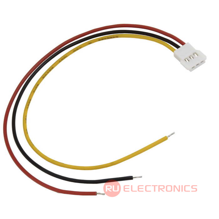 Комплект межплатного кабеля питания (вилка-розетка) RUICHI серии 5100, сечение проводника 0.12 мм2 (26AWG), 3 контакта, трехполюсный, шаг разъема 2.00 мм, 0…+80 °С, длина проводов 150 мм, цвет изоляции красный/чёрный/желтый, корпус разъема ПВХ