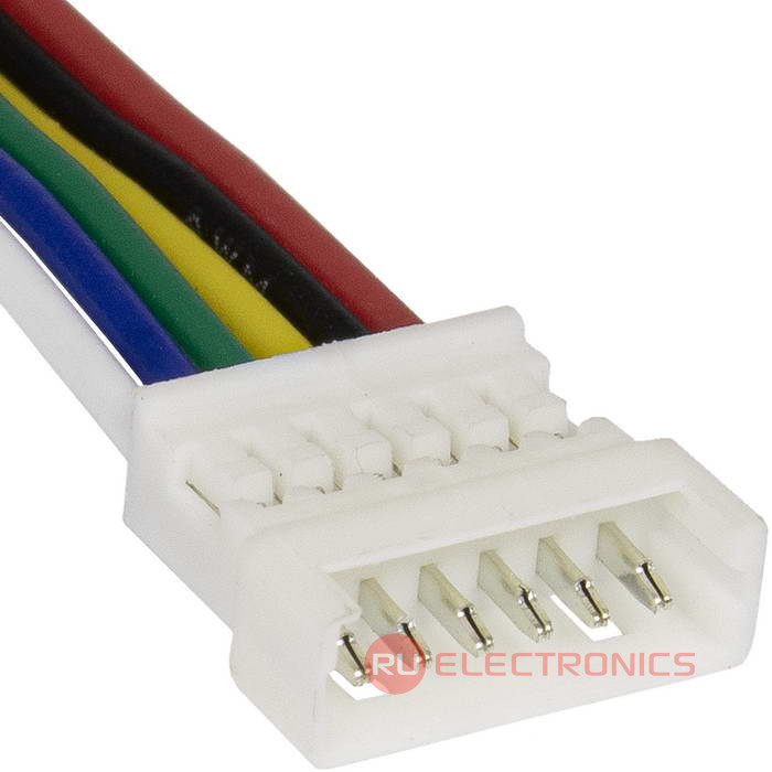 Разъём контактный RUICHI  SH 1,25mm 6pin 100mm M (штекер) с 6 контактами 26AWG 10 см