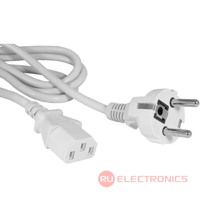 Сетевой шнур RUICHI SCZ, вилка прямая CEE7/7 - гнездо прямое IEC C13, 3 м, 3х0.75 мм2