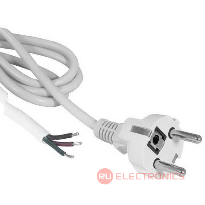 Шнур сетевой с прямой вилкой CEE7/7 неоконцованный RUICHI SCZ, 1.8 м, 3х0.75 мм2