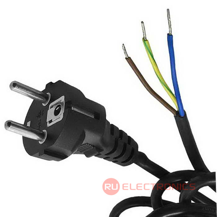 Шнур сетевой с прямой вилкой CEE7/7 неоконцованный RUICHI SCZ, 1.8 м, 3х0.75 мм2