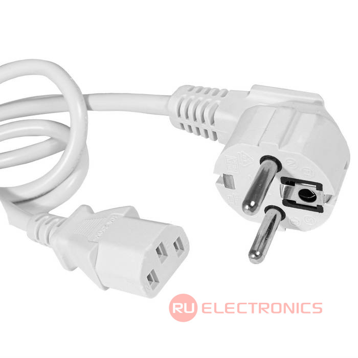 Сетевой шнур RUICHI SCZ, вилка угловая CEE7/7 - гнездо прямое IEC C13, 3 м, 3х0.75 мм2
