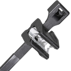 Кабельная стяжка с металлическим фиксатором RUICHI, до 3.0 мм, размещение жгута поперечное вверх, 182.4х4.8 мм, охват 45 мм, PA66, цвет черный