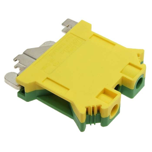 Клеммная колодка на DIN-рейку SANHE SHUKT10N, UL/IEC, 65 А, 2000 В, 24-8 AWG, PA66, корпус желто-зеленый