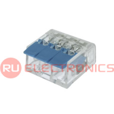 Клемма зажимная соединительная безвинтовая RUICHI PCT-413 на 3 провода, 0,5-2,5 мм?, маркировка синяя, аналог WAGO