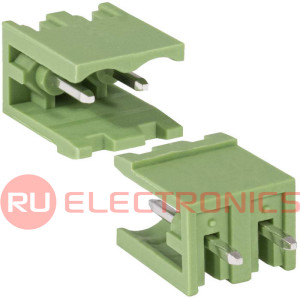 Разъемный клеммный блок на кабель RUICHI 2ERGV-5.0-02P, розетка (F), 2 контакта, шаг 5.00 мм