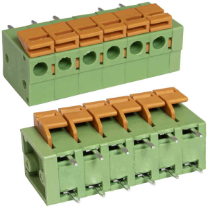 Нажимной модульный клеммный блок RUICHI RG142V-5.08-06P, на плату, 6 контактов, шаг  5.08 мм