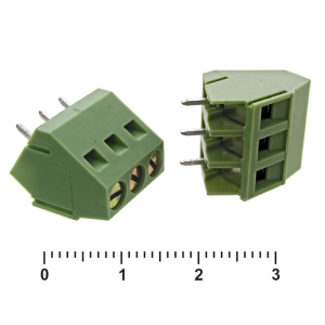 Винтовой модульный клеммный блок RUICHI RG103-5.0-03P, угловой, угол 45°, на плату, 3 контакта, шаг 5.00 мм