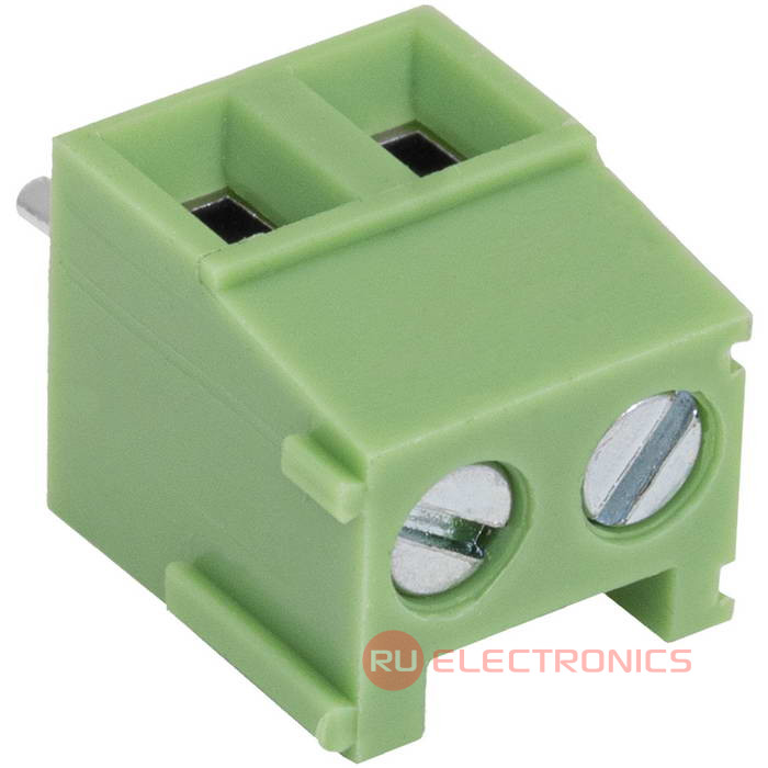 Винтовой клеммный блок RUICHI XY303V-02P на 2 клеммы M2.0, шаг 3.81 мм, лифт, 10 А, 26 - 16 AWG Винтовой клеммный блок RUICHI XY303V-02P на 2 клеммы M2.0, шаг 3.81 мм, лифт, 10 А, 26 - 16 AWG