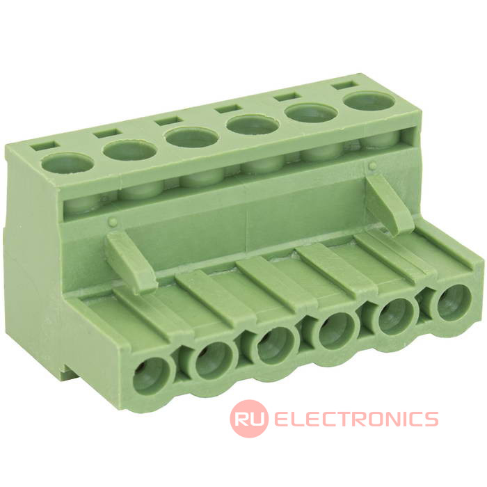 Разъемный клеммный блок на кабель RUICHI 2ERGK-5.0-06P, розетка (F), 6 контактов, шаг 5.00 мм Разъемный клеммный блок на кабель RUICHI 2ERGK-5.0-06P, розетка (F), 6 контактов, шаг 5.00 мм