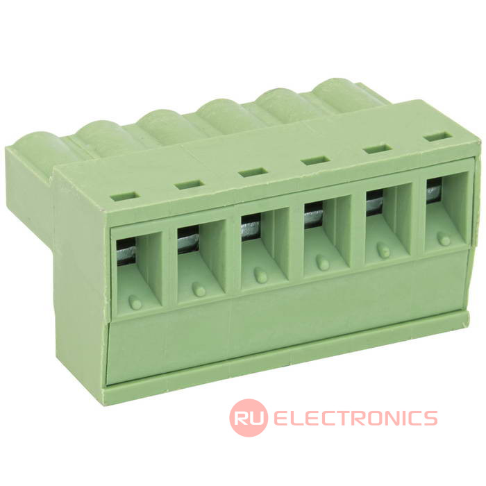 Разъемный клеммный блок на кабель RUICHI 2ERGK-5.0-06P, розетка (F), 6 контактов, шаг 5.00 мм Разъемный клеммный блок на кабель RUICHI 2ERGK-5.0-06P, розетка (F), 6 контактов, шаг 5.00 мм