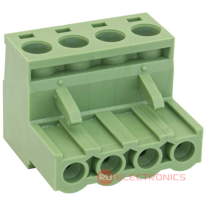 Разъемный клеммный блок на кабель RUICHI 2ERGK-5.0-04P, розетка (F), 4 контакта, шаг 5.00 мм Разъемный клеммный блок на кабель RUICHI 2ERGK-5.0-04P, розетка (F), 4 контакта, шаг 5.00 мм