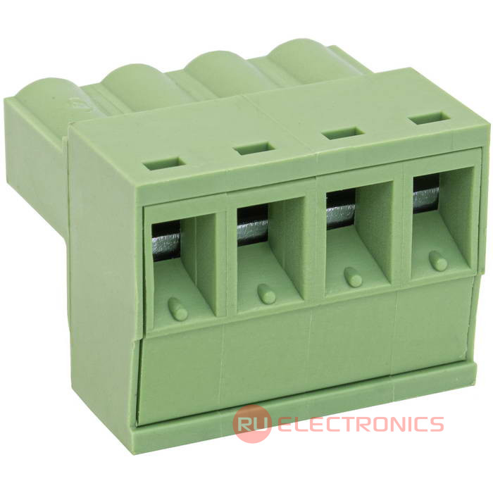 Разъемный клеммный блок на кабель RUICHI 2ERGK-5.0-04P, розетка (F), 4 контакта, шаг 5.00 мм Разъемный клеммный блок на кабель RUICHI 2ERGK-5.0-04P, розетка (F), 4 контакта, шаг 5.00 мм