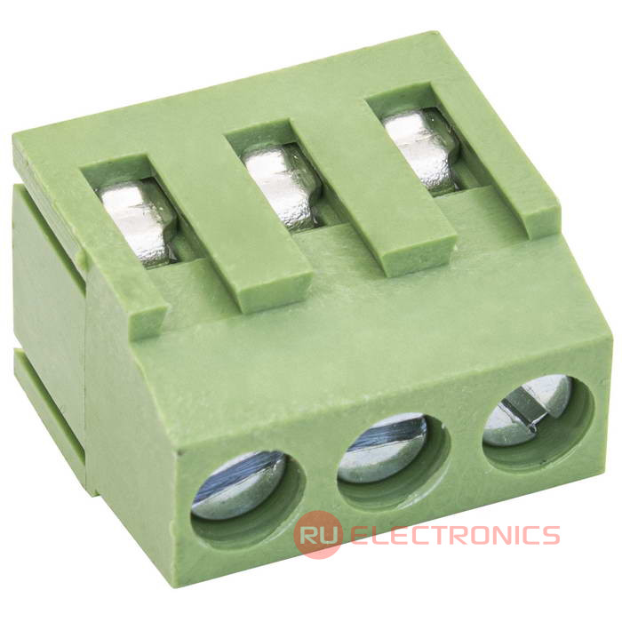 Винтовой модульный клеммный блок RUICHI RG500-5.0-03P, на плату, 3 контакта, шаг 5.00 мм Винтовой модульный клеммный блок RUICHI RG500-5.0-03P, на плату, 3 контакта, шаг 5.00 мм