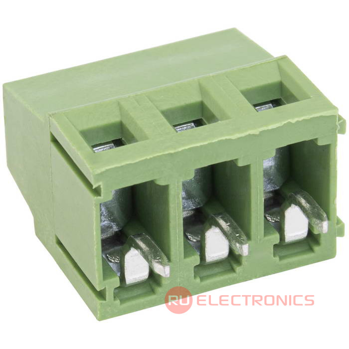 Винтовой модульный клеммный блок RUICHI RG500-5.0-03P, на плату, 3 контакта, шаг 5.00 мм Винтовой модульный клеммный блок RUICHI RG500-5.0-03P, на плату, 3 контакта, шаг 5.00 мм