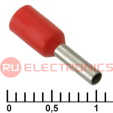 Наконечник на кабель RUICHI DN01006, красный, 1.4x6 мм, 1.0 мм2