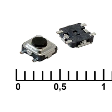 Тактовая кнопка RUICHI IT-1184, 3.35x3.35x1.5 мм, OFF-(ON), 50 мА, 12 В, 100 мОм