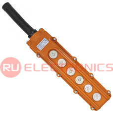 Пост 6-ти кнопочный на кабель RUICHI GB8-B103, 50х70х260 мм, 250 В, 5 А, 50 мОм, -25…+70 °С, пластик, крышка ABS, оранжевый