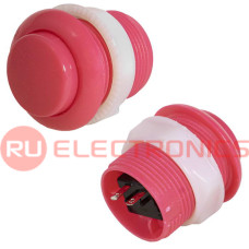 Кнопка GMSI RUICHI RC-1007-28-R, 28 мм, 12 А, 20 мОм, 12 В, круглая, цвет красный, с резьбой и белым прижимным кольцом