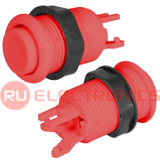 Кнопка GMSI RUICHI RC-1008-64-R, 28 мм, 12 А, 20 мОм, круглая, цвет красный, с резьбой и черным прижимным кольцом