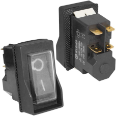 Кнопочный переключатель RUICHI ALBFS-22-B, 57х53х32 мм, 4 контакта под ножевую клемму, 15 А, IP55, 250 В, корпус пластиковый, корпус черный, кнопка черная