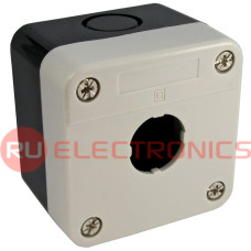 Кнопочный пост RUICHI GB2-B01, 1-местный, IP40/IP65, 10 А, 68х68х51 мм, открытой установки, черный/серый