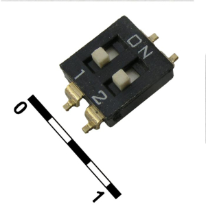 DIP-переключатель RUICHI, серия SWD 4-2, 30 мОм, 2 (ON-OFF) с шагом 2,54 мм, 4.45х6.04х9.8 мм