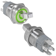 Микротумблер цилиндрический с резьбой RUICHI RT-S6-12C, ON-OFF, SPST, 3 А, 250 В, 50   мОм, 5 контактов, зеленая подсветка