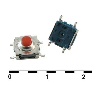 Тактовая кнопка пылевлагозащищенная RUICHI WSTP7750-250AR, 7.4х7.4х5 мм, OFF-ON (4Р), IP 67, 50 мА, 12 В, 100 мОм