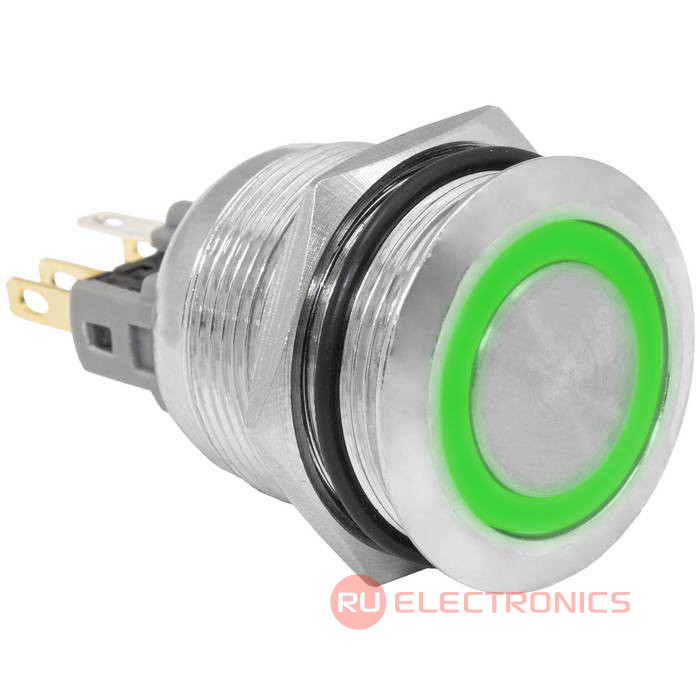 Кнопка антивандальная RUICHI GQ22-11E/G/N, ON-(OFF)+OFF-(ON), рабочая температура -    25…+55 °C, никелированная латунь Кнопка антивандальная RUICHI GQ22-11E/G/N, ON-(OFF)+OFF-(ON), рабочая температура -    25…+55 °C, никелированная латунь