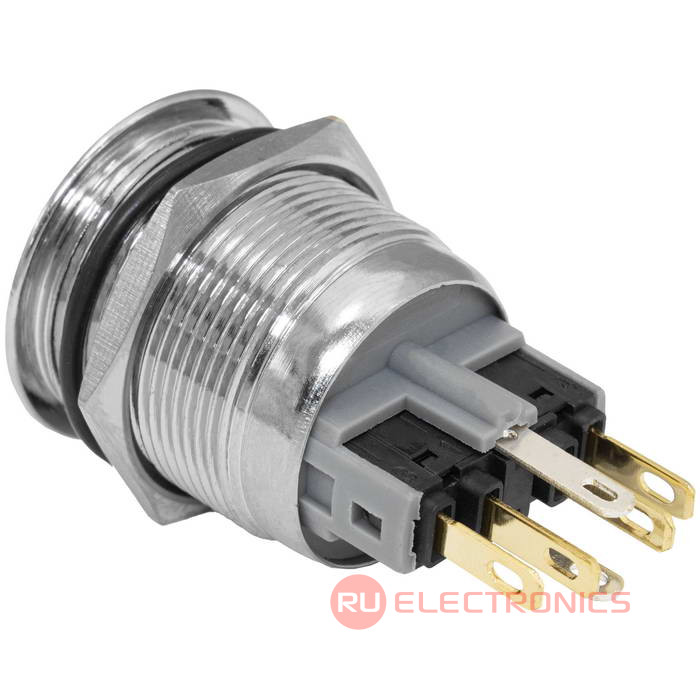 Кнопка антивандальная RUICHI GQ22-11E/G/N, ON-(OFF)+OFF-(ON), рабочая температура -    25…+55 °C, никелированная латунь Кнопка антивандальная RUICHI GQ22-11E/G/N, ON-(OFF)+OFF-(ON), рабочая температура -    25…+55 °C, никелированная латунь