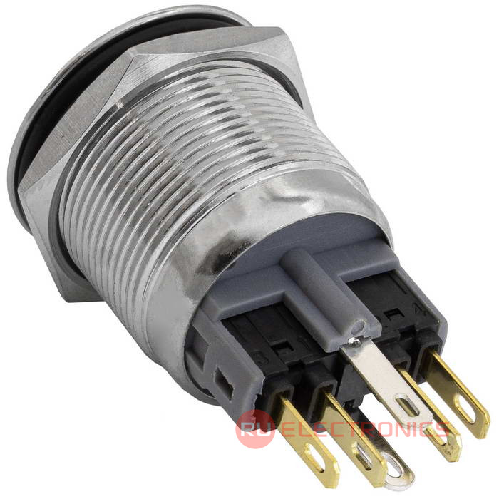 Кнопка антивандальная RUICHI GQ22-11E/B/N, ON-(OFF)+OFF-(ON), рабочая температура -  25…+55 °C, никелированная латунь Кнопка антивандальная RUICHI GQ22-11E/B/N, ON-(OFF)+OFF-(ON), рабочая температура -  25…+55 °C, никелированная латунь