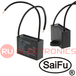 CBB61 2uF 450V SAIFU пусковой конденсатор, 2 мкФ, 450 В, провод