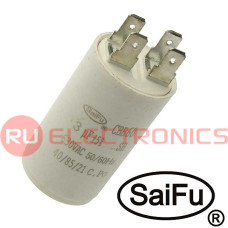 Пусковой конденсатор SAIFU CBB60 3 мкФ 630 В, 4 клеммы