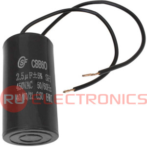 CBB60 2.5uF 450V WIRE SAIFU пусковой конденсатор 2.5 мкФ, 450 В, провод