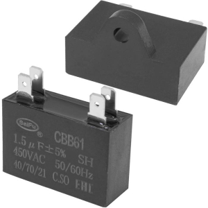 CBB61 1.5 uF 450V 4 PIN, SAIFU, пусковой конденсатор, 1.5 мкФ, ±5 %, 450 В, 4 клеммы