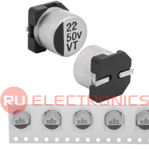 EVT050ADA220M0654 JWCO Конденсатор электролитический SMD, 22 мкФ, 50 В, 6.3х5.4 мм, -55…+105 °C, наработка 2000 часов