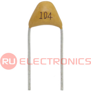 0.1uF/50V X7R, MLCC керамический конденсатор RUICHI, 0.1 мкФ, 50 В, X7R, ±10%, выводной