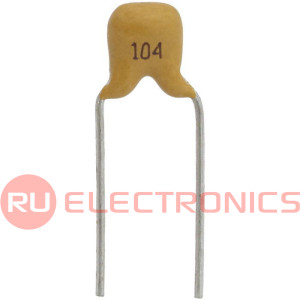 0.1uF/100V X7R, MLCC керамический конденсатор RUICHI, 0.1 мкФ, 100 В, X7R, ±10%, выводной