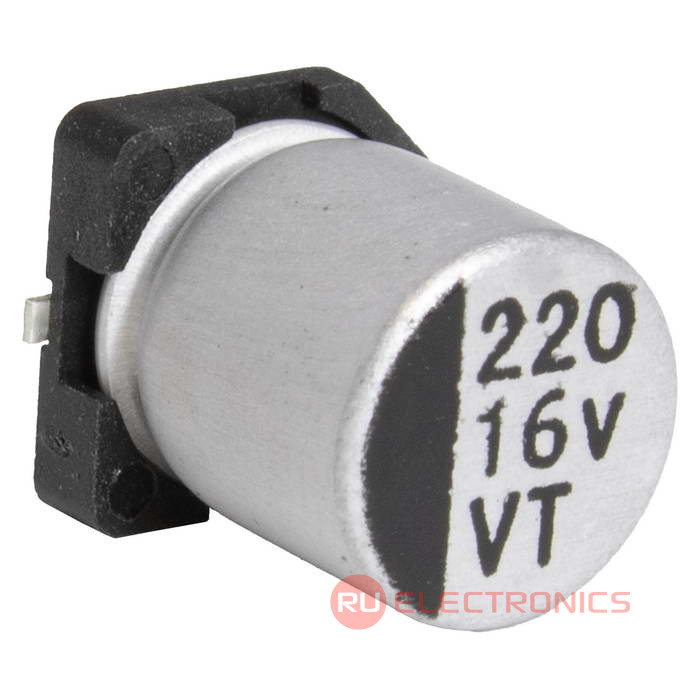 EVT016ADA221M0677 JWCO Конденсатор электролитический SMD, 220 мкФ, 16 В, 6.3х7.7 мм, - 55…+105 °C, наработка 2000 часов EVT016ADA221M0677 JWCO Конденсатор электролитический SMD, 220 мкФ, 16 В, 6.3х7.7 мм, - 55…+105 °C, наработка 2000 часов