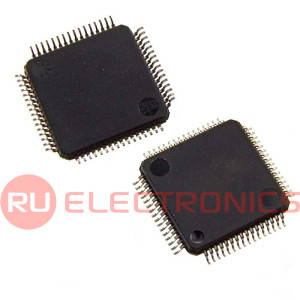 STM32F051R8T6TR, Микроконтроллер ST Microelectronics, 32бит, ARM Cortex M0, 48МГц, 64кб   Flash, 8кб ОЗУ, SPI/I2S, SPI, 2*I2C, , 2xUSART, CEC, 9 таймеров, АЦП 12 бит * 16 каналов, 12бит   *ЦАП, RTC, корпус LQFP-64