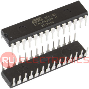 ATMEGA328P-PU, микроконтроллер Microchip, 8 bit, AVR, EEPROM 1кБ, SRAM 2кБ, Flash 32кБ,    корпус DIP-28 (0.300